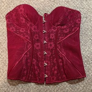 Adore Me Deep Red Lace Bustier